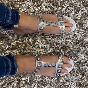 COPY - Silver Prada Studded & Jeweled Slides 41